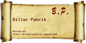 Biller Patrik névjegykártya